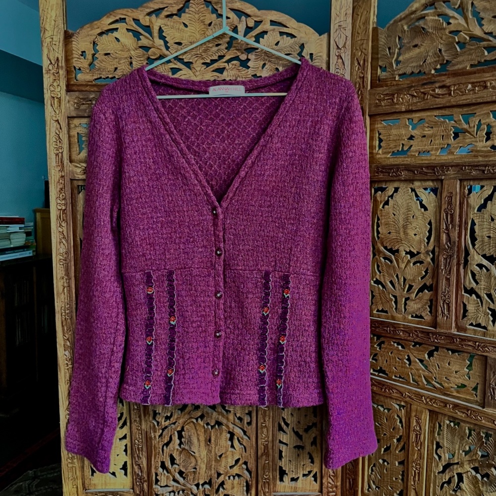 Alannah Hill Magenta Knit Button-Front Cardigan